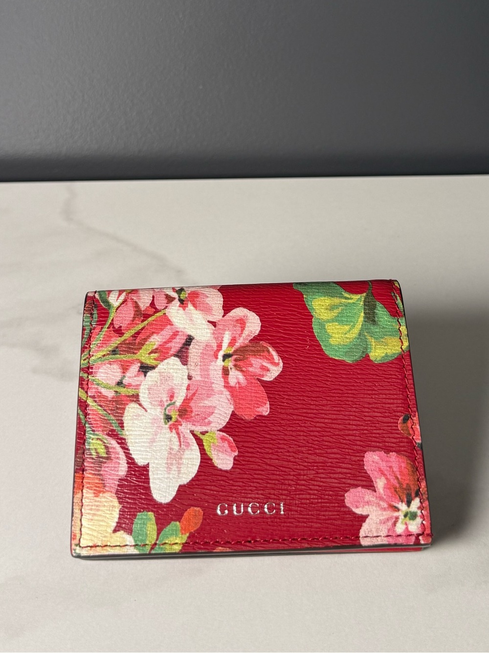 Gucci Red Floral Card Case